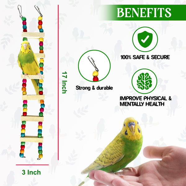 Congo® Set of 3 Colored Ladder, Hanging Spiral and Chew Toy Combo Pack for Budgies, Lovebirds, Finches, Cockatiel Set of 1 (Piece of 3)