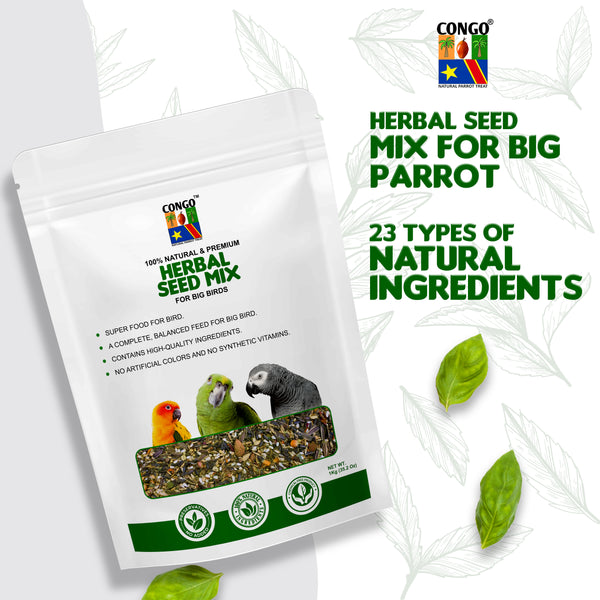 Congo 1Kg Herbal Seed Mix High Nutritional Daily Food for Macaw, Cockatoos & Exotic Birds, 1Kg
