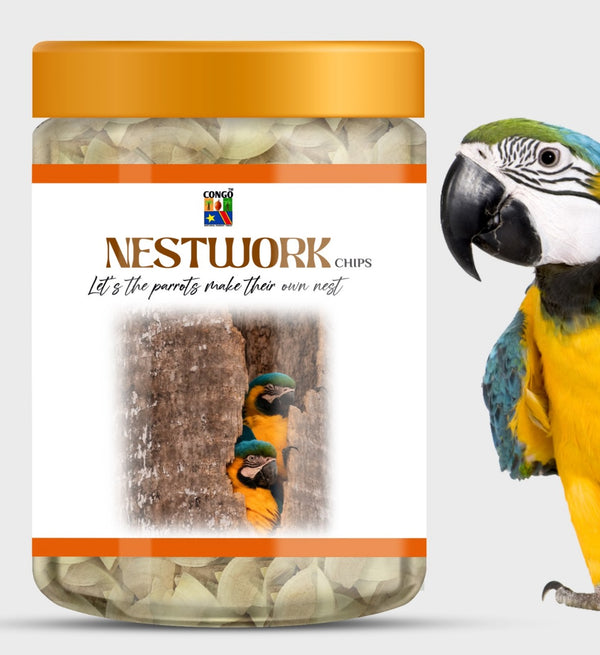 Congo Nestwork 450gm Nesting Material Chips for Conure, Senegal, Amazon, African Grey, Macaws. Cockatoos, and Other Birds 15.87 Oz (450gm)