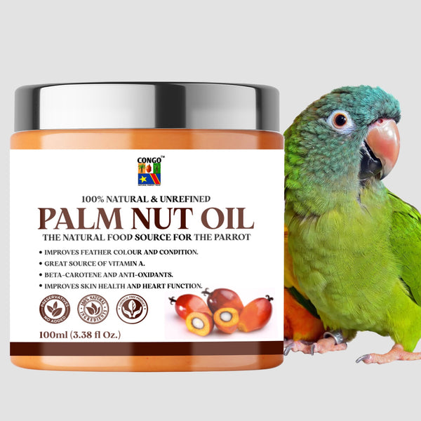Congo Palm Nuts Oil for Healthy Feather & Wings for Finches, Budgies, Conures, Lovebirds, Cockatiels, African Grey, Macaws, Cockatoo, Eclectus and Other Birds (100gm)