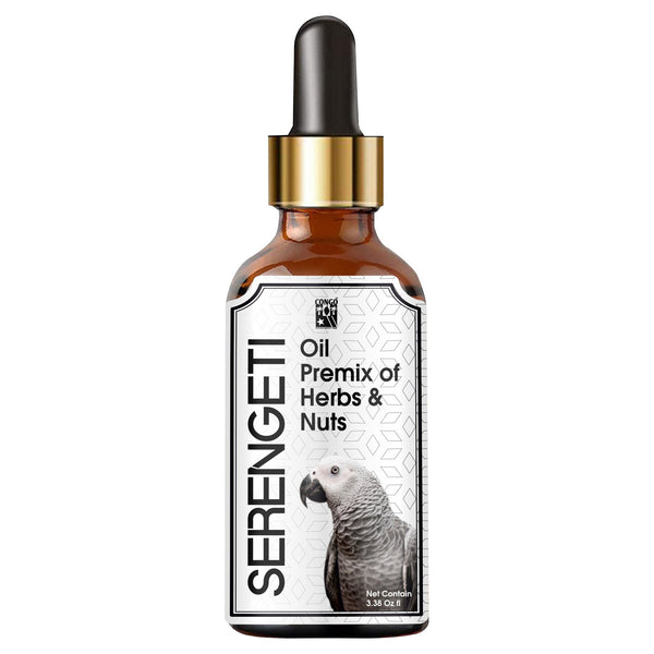 Congo® Serengeti 100ML Oil Premix of Herbs & Nuts, Essential for Breeding and Safe for Budgies, Lovebirds, Cockatiels, Amazon, Conure, Senegal, African Grey, Macaw, Cockatoos and Other Birds
