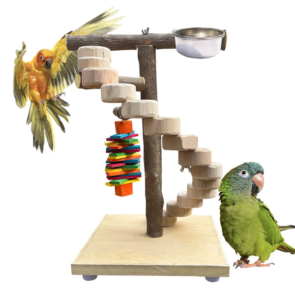 Congo® 1.5 Ft. (45 cm) Mini Ladder Stand with Steel Feeding Bowl for Birds Playing and Sitting for Cockatiels, Conure, Senegal, Amazon and Other Birds