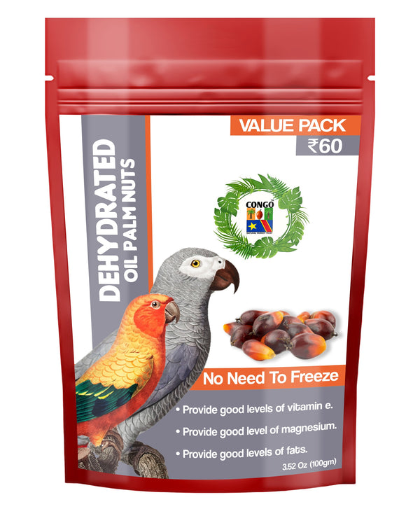 Congo® 300gm Dehydrated Oil Palm Nut for Parakeet, Cockatiels, Conure, Amazon, Senegal, African Grey, Macaw, Cockatoo, Eclectus and Other Birds, 300gm (Pack of 3)
