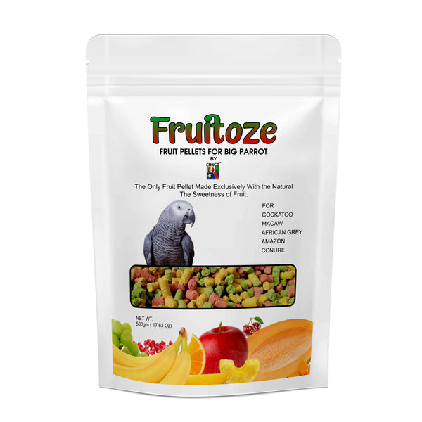 Congo® Natural Parrot Treat Premium Fruitoze Fruit Pellets For Cockatoo, Macaw, African Grey, Amazon And Conure Parrots (500Gm), Bird, All Life Stages, 1 Count