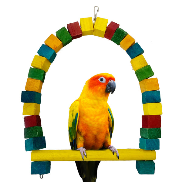 Congo® Colored 18X12 Inch Bird Swing Wooden Bird Toys Cage Accessories for Conure, African Grey, Senegal, Amazon, Macaw and Other Birds Piece of 1